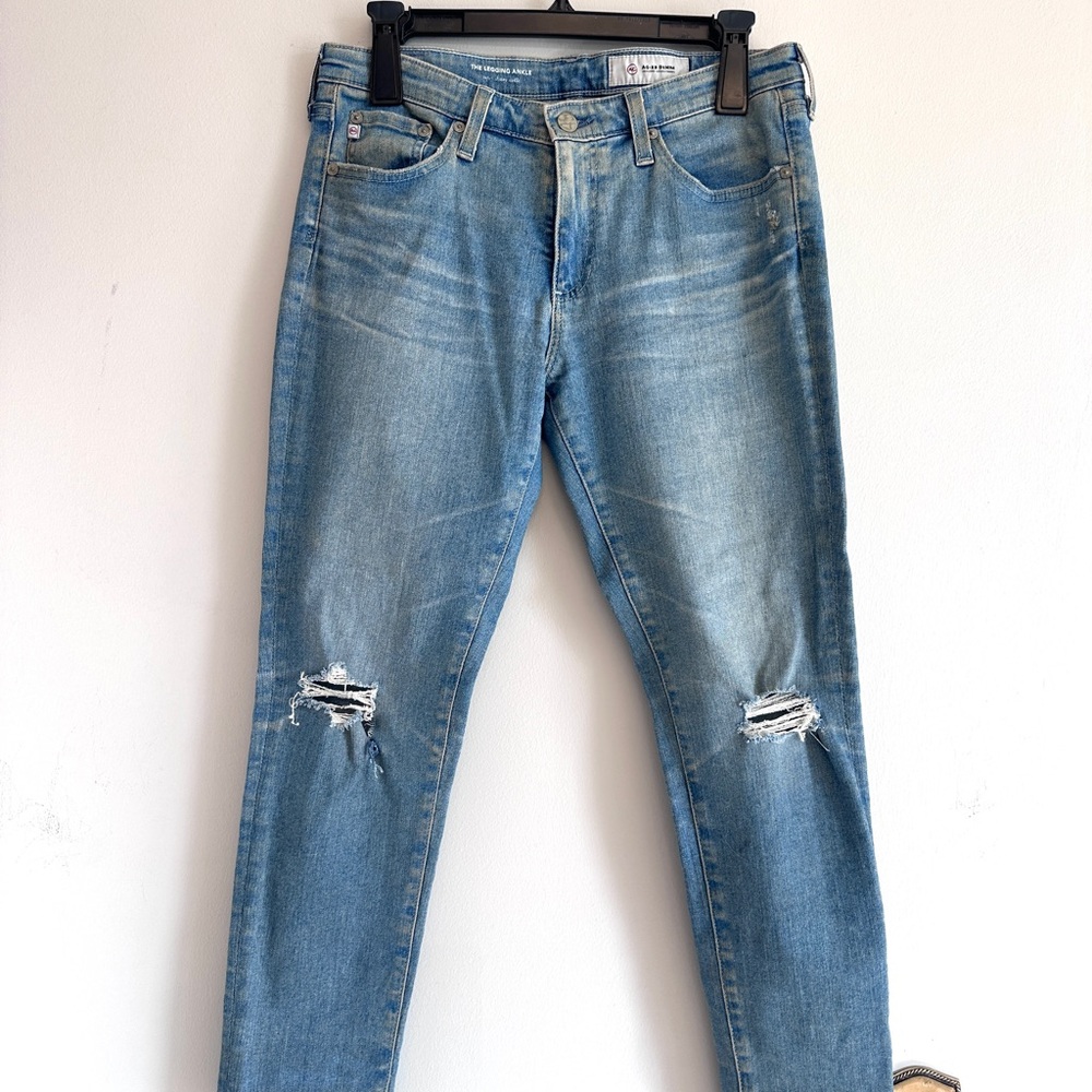 AG Adriano Goldshmeid Distressed Light Blue Jeans